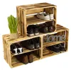 3 x Schuhschrank Schuhregal aus geflammten Holzkisten Produktbild-Vorschau 2