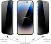 Three views of a smartphone case with a screen protector, illustrating privacy angles. Produktbild-Vorschau