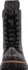 A front view of a brown leopard print lace-up boot. Voir les images du produit