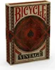 A close-up, angled view of a Bicycle brand playing card deck box with a vintage design. Produktbild-Vorschau
