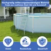 A pool ladder is shown next to an above-ground swimming pool, with icons and text highlighting product features. Náhled obrázku produktu