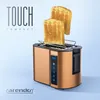A copper-colored toaster with two slices of toast is shown against a light blue gradient background. Text promoting the product is visible. Náhľad obrázku produktu
