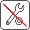A graphic symbol indicating that tools or assembly are not required. Voir les images du produit