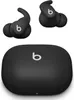 A pair of black wireless earbuds and their charging case are displayed against a white background. Produktbild-Vorschau
