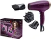 A purple Remington hair dryer and its attachments are displayed with its packaging. Podgląd zdjęcia produktu