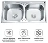 Lavello doppio Lavello da incasso Lavello in acciaio inox Anteprima dell’immagine prodotto 3
