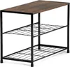 A product shot of a shoe rack with a wooden top and two metal shelves. Náhled obrázku produktu