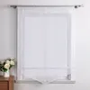A white sheer Roman blind with embroidered details is shown hanging in a window. Produktbild-Vorschau