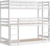 A white triple bunk bed with wooden slats. Náhľad obrázku produktu
