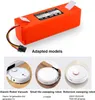 A collage showing a battery pack and three different robot vacuum models. Náhled obrázku produktu