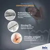 A marketing image showcasing the features of a double-cloth cover for a mattress, with close-ups of a zipper, handles, and a person sleeping. Produktbild-Vorschau