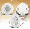 A collage of three white LED downlights, with one angled to show its swivel feature. Produktbild-Vorschau