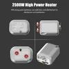 A collage of four views of a white high-power heater unit against a dark gray background. Voir les images du produit