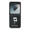 A black flip phone case with a Karl Lagerfeld character graphic and logo. Produktbild-Vorschau