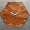 Uhr hexagonal 40 cm Glas Geräuschlos weiße Zeiger - Holz Produktbild-Vorschau 1