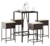 vidaXL 5-tlg. Gartenbar-Set mit Kissen Braun Poly Rattan Produktbild-Vorschau 2