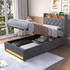 okwish Polsterbett 90×200 mit USB & Kopfteil-Ablage, Produktbild-Vorschau 1