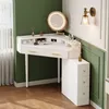 A corner vanity set with a lighted mirror and storage drawers, set against a green wall. Podgląd zdjęcia produktu