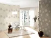 A living room setting with wallpaper. Produktbild-Vorschau