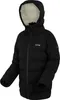 A black puffer jacket with a hood, shown from the front. Voir les images du produit
