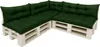A sectional sofa made of white wooden pallets with dark green cushions. Anteprima dell’immagine prodotto