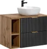 Waschtisch 80.6cm Adriel mit 2 Schubladen, Schwarz Produktbild-Vorschau 1
