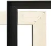 Close-up of the corner of two frames, one black and one natural wood, showing how they join. Produktbild-Vorschau