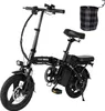 A black folding electric bicycle with a basket attached to the handlebars, shown against a white background. Náhľad obrázku produktu