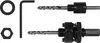 A set of drill bits and accessories on a white background. Produktbild-Vorschau
