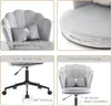 A collage of four images showcasing different features of a gray office chair. Produktbild-Vorschau