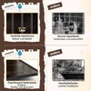 A collage of images comparing features of a dog cage, highlighting thicker metal tubes and a solid base plate as advantages. Podgląd zdjęcia produktu