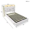 A diagram of a bed with dimensions and features indicated. Produktbild-Vorschau