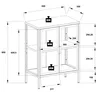 A technical drawing with dimensions of a glass display cabinet. Podgląd zdjęcia produktu