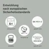 Marketing image with safety and compliance icons for a children's product. Produktbild-Vorschau