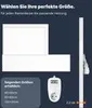 A marketing image showing an infrared heating panel and a thermostat, with text describing product features and sizes. Produktbild-Vorschau