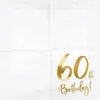Tovaglioli per 60° compleanno 33x33cm 20 pezzi, bianco/oro Anteprima dell’immagine prodotto 2
