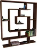 A dark brown geometric bookshelf filled with books and decorative items. Produktbild-Vorschau