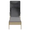 Sonnenliege mit Dach Beige Poly Rattan Produktbild-Vorschau 4