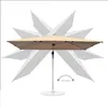 A rectangular patio umbrella is shown in a neutral setting, with ghosted images of the umbrella in various tilted positions. Produktbild-Vorschau