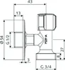 Technical drawing with dimensions of a plumbing valve. Anteprima dell’immagine prodotto
