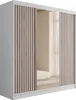 A white wardrobe with slatted doors and mirrored panels. Produktbild-Vorschau