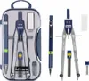 A set of drawing tools including a compass, mechanical pencils, lead refills, and an eraser, neatly arranged in a case and also displayed separately. Náhľad obrázku produktu