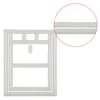 A white plastic pet door frame is shown against a white background. A close-up inset highlights the layered construction of the frame. Náhled obrázku produktu