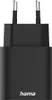 A black Hama brand USB charger with two prongs for plugging into a wall socket. Náhled obrázku produktu