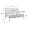 A diagram showing the dimensions of a beige and white two-seater sofa. Anteprima dell’immagine prodotto