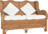 CLORIS 2-Sitzer-Sofa Hellbraun Natur Rattan und Leinen, Produktbild-Vorschau 1