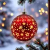 Skleněná vánoční cetka červená k zavěšení s 10 LED diodami Náhled obrázku produktu 4