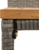 Close-up view of the corner of a furniture piece, showing the connection between a wooden top and a woven base. Produktbild-Vorschau