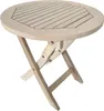 A round, light-colored wooden folding table. Produktbild-Vorschau