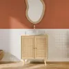 Mobile sotto lavabo decorato in legno e vimini, Marrone Anteprima dell’immagine prodotto 7